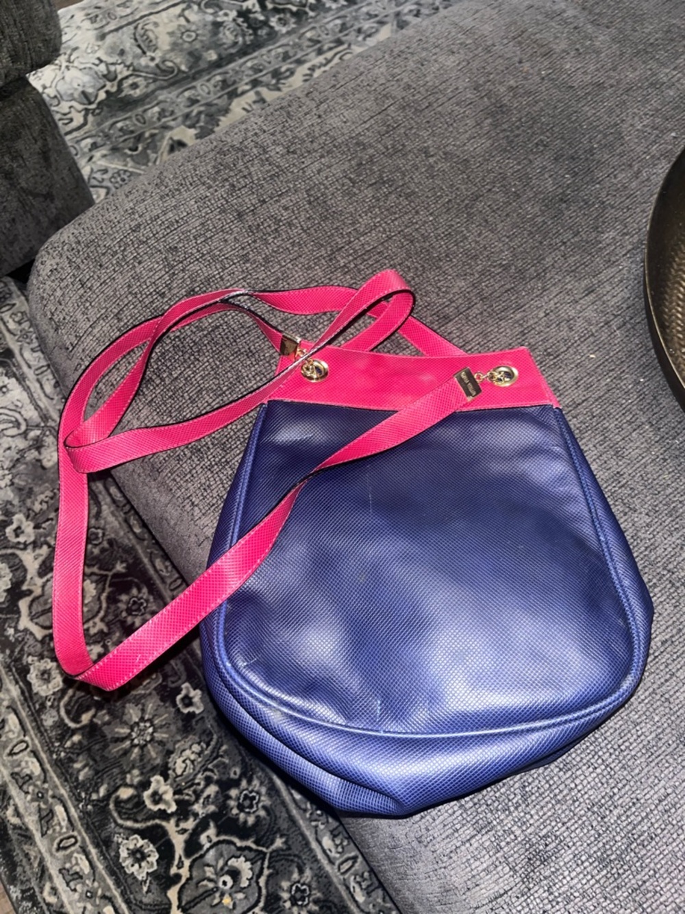 Bottega Veneta Two-Tone Navy and Red Crossbody Bag